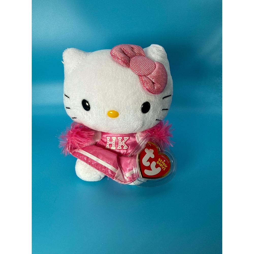 Ty Beanie Babies Hello Kitty Cheerleader Pink Plush Sanrio Collectible NWT 6"